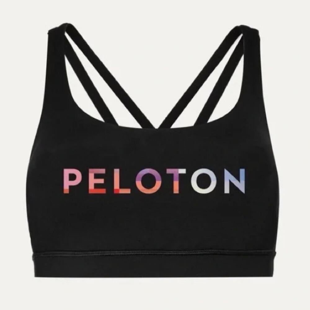 Peloton Lululemon 6 Fall Geometric Energy Sports Bra Black Strappy